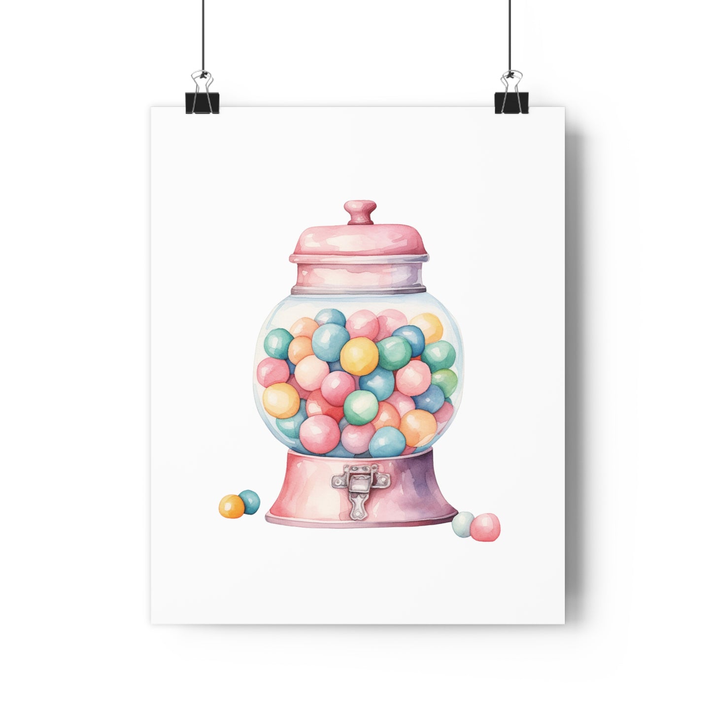 Giclée Art Print Watercolor Candy Land Bubble Gum Machine 2