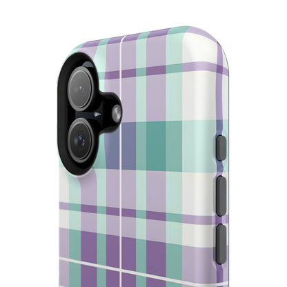 Impact-Resistant Phone Case - Spring Plaid Purple