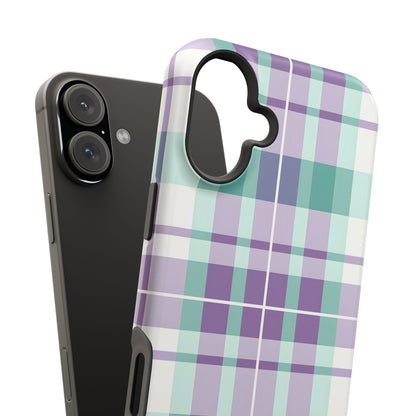 Impact-Resistant Phone Case - Spring Plaid Purple