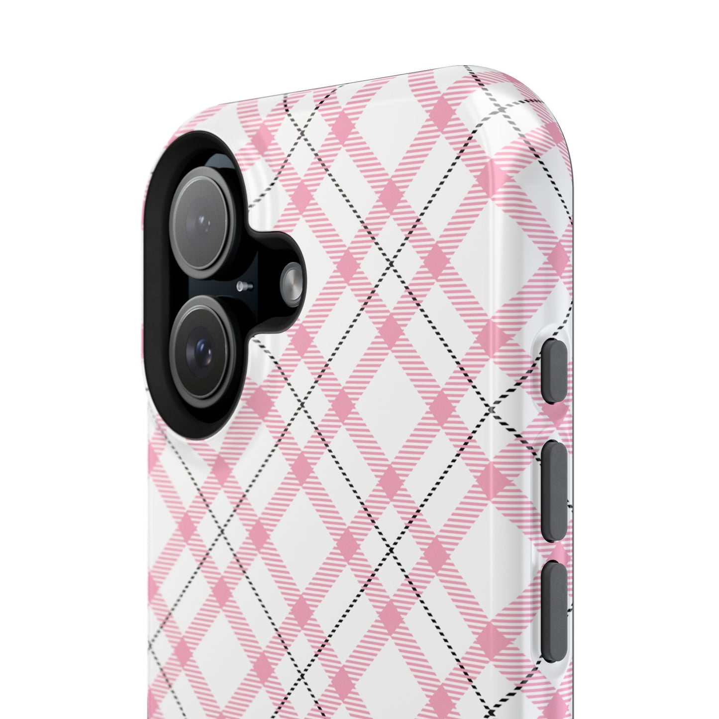 Impact-Resistant Phone Case - Pink Black Plaid