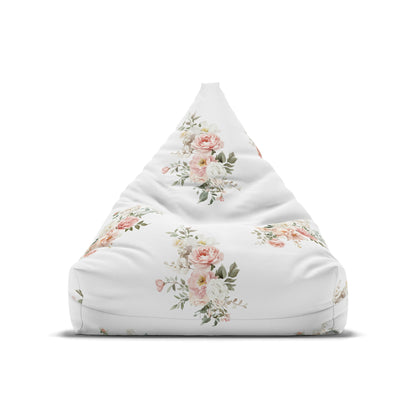 Elegant Coral Floral Bean Bag Chair Cover