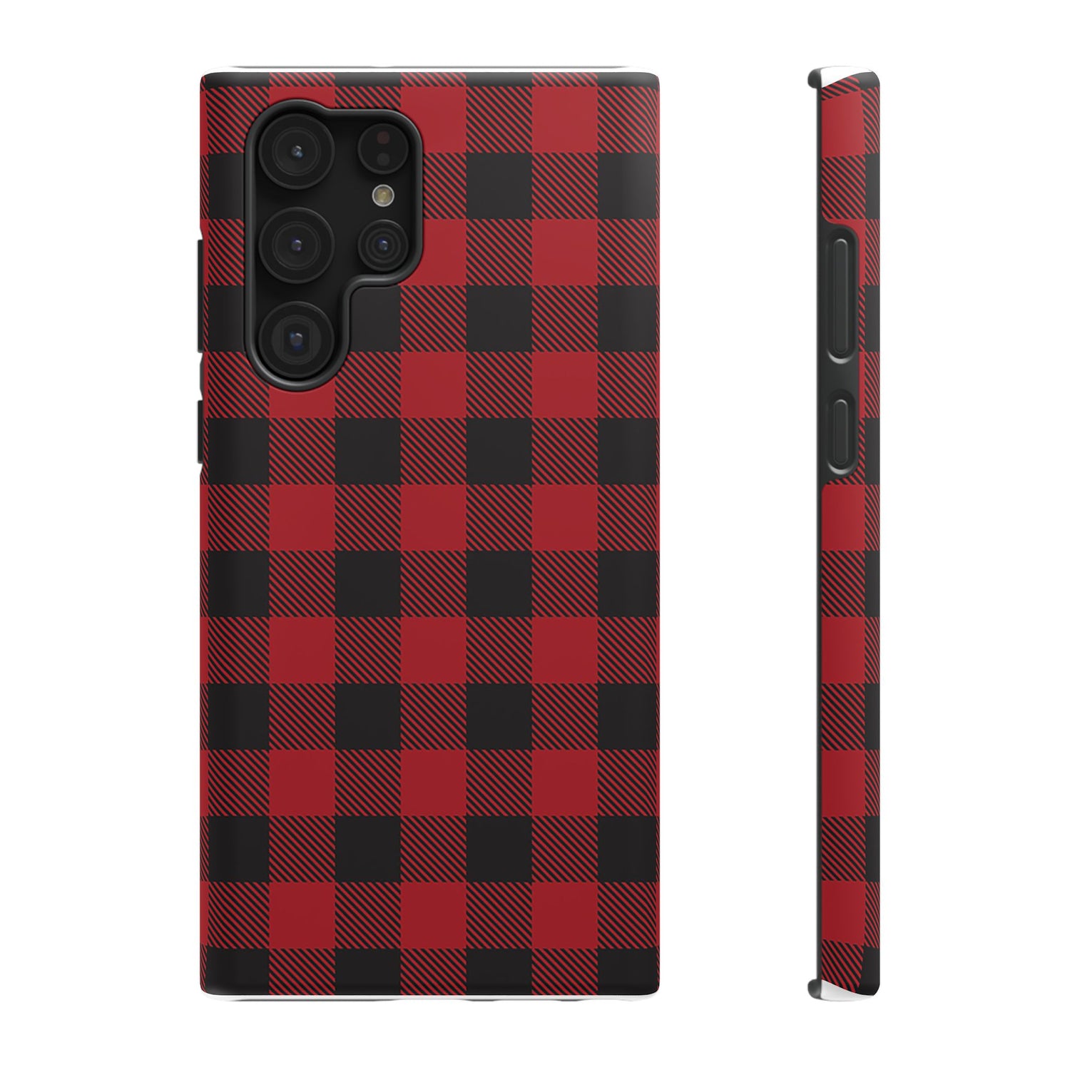 Impact-Resistant Phone Case-Red Black Buffalo Plaid, iPhone, Samsung