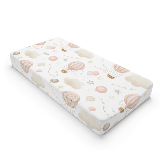 Baby Changing Pad Cover Watercolor Balloon Clouds Pink