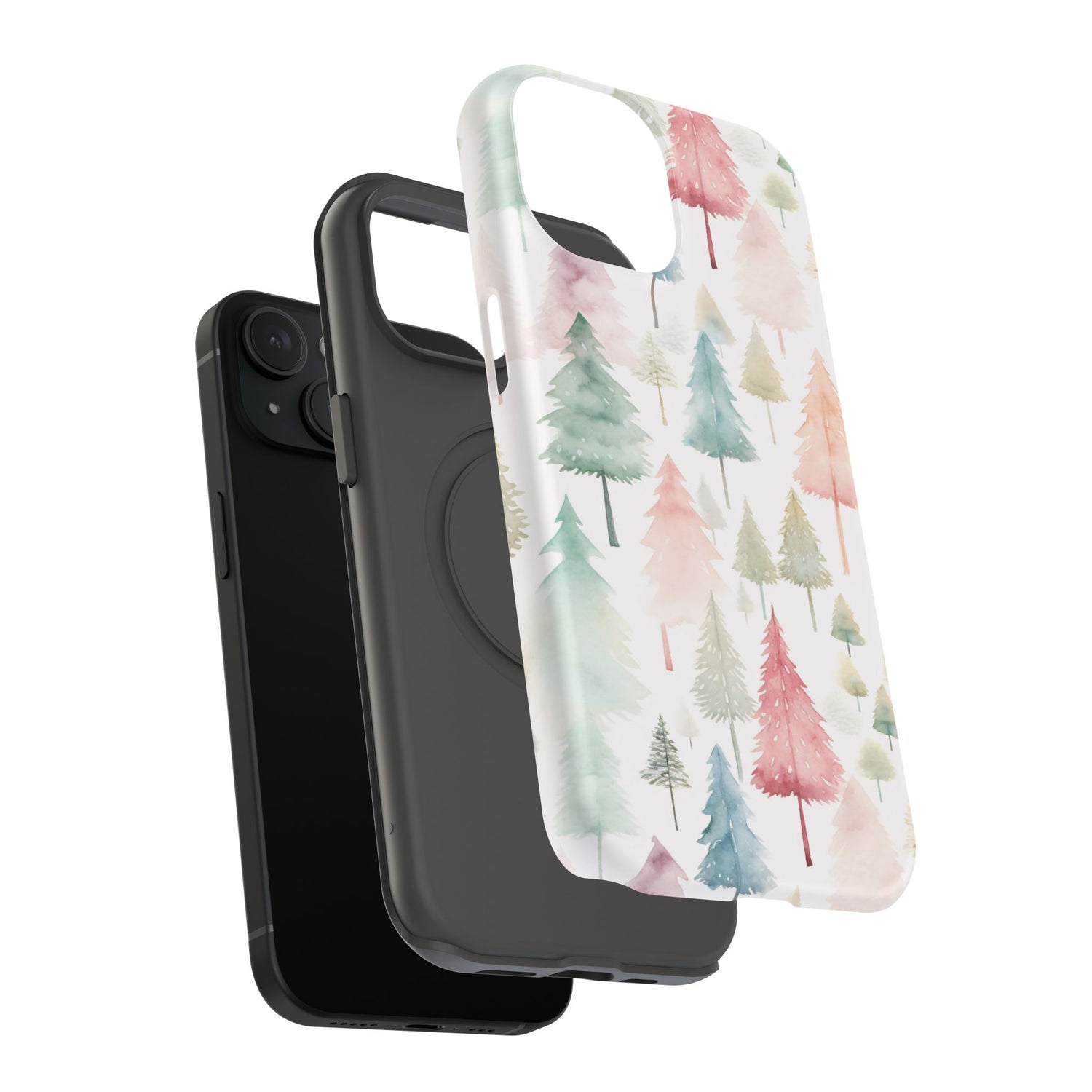 Watercolor Christmas Trees Impact-Resistant Phone Case, iPhone, Samsung
