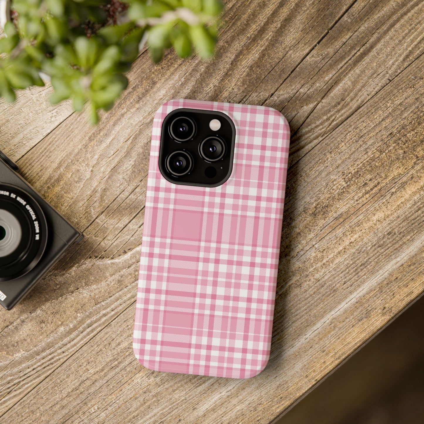 Impact-Resistant Phone Case - Easter Plaid Pink