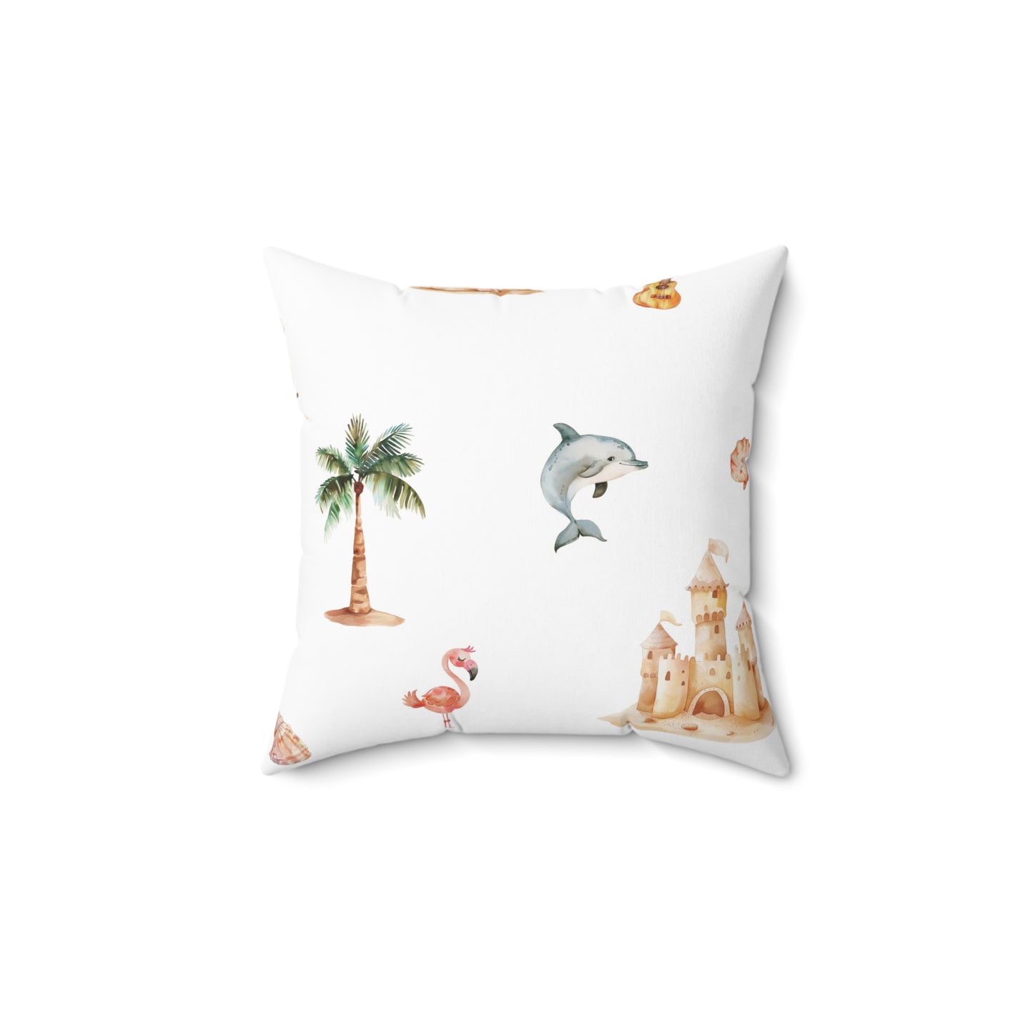 Spun Polyester Square Pillow Watercolor Aloha Print