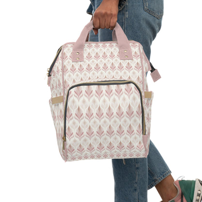 Boho Pink and Cream Multifunctional Diaper Backpack