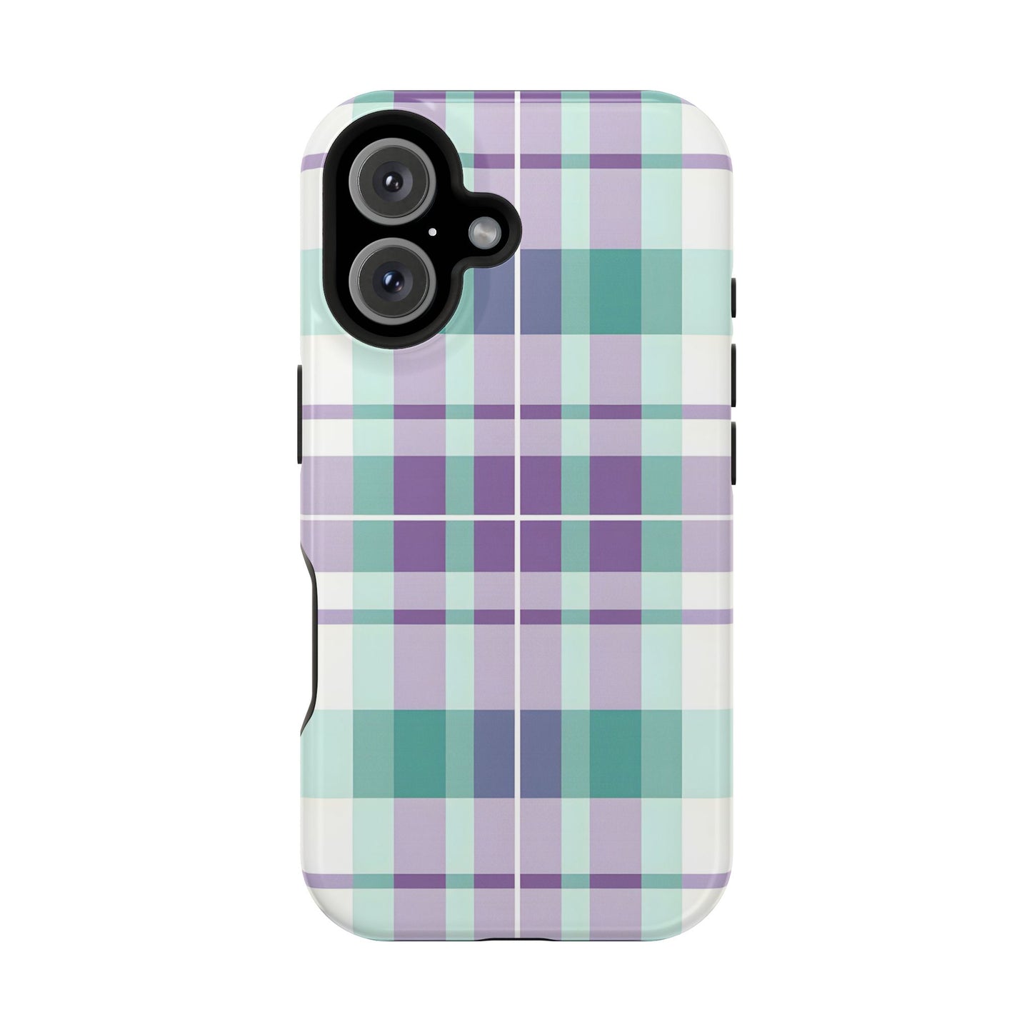 Impact-Resistant Phone Case - Spring Plaid Purple