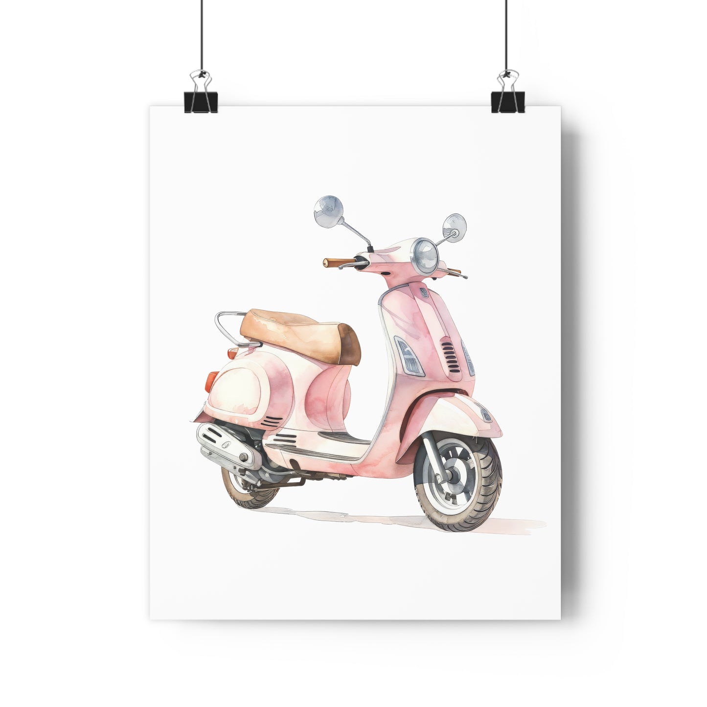 Giclée Art Print Watercolor Pink Paris Scooter