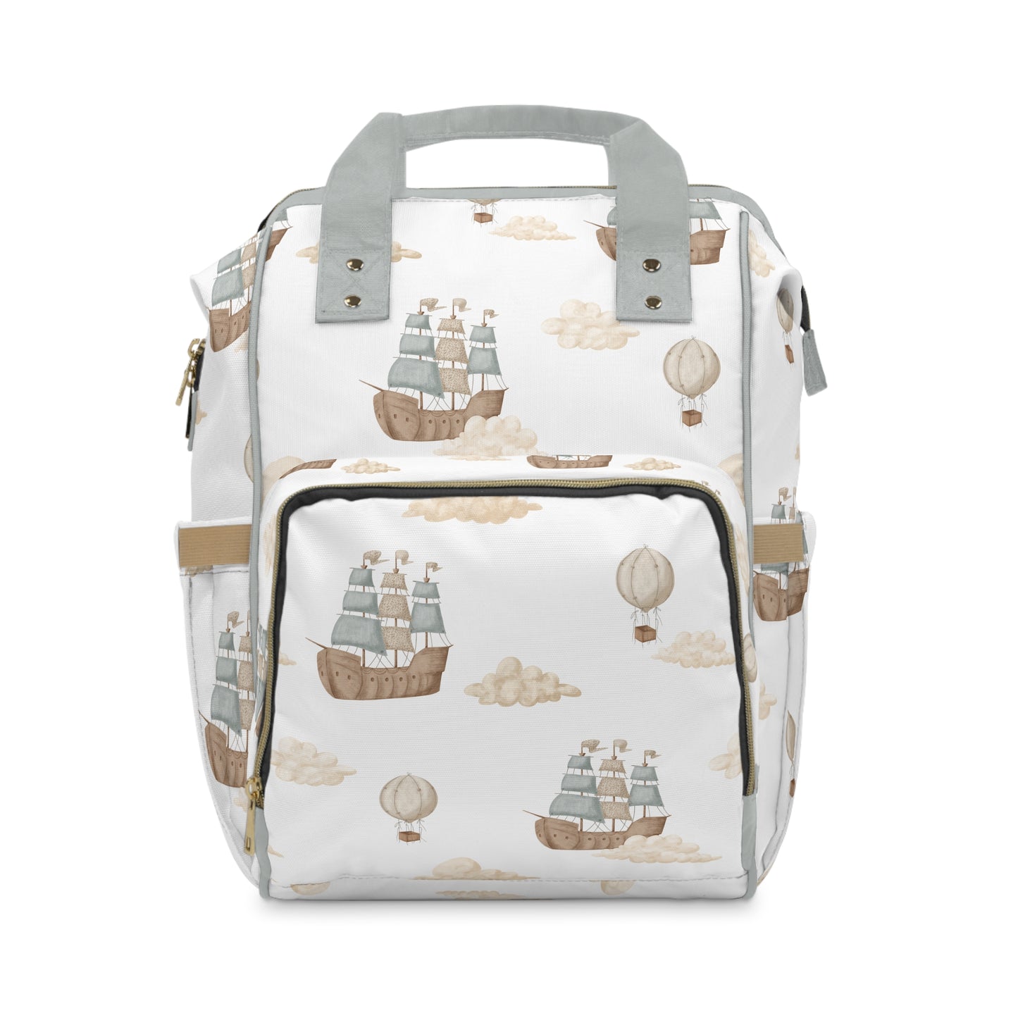 Watercolor Pirate Ship Clouds Multifunctional Diaper Backpack