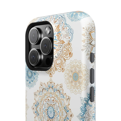 Impact-Resistant Cases, Blue Gold Boho Fun