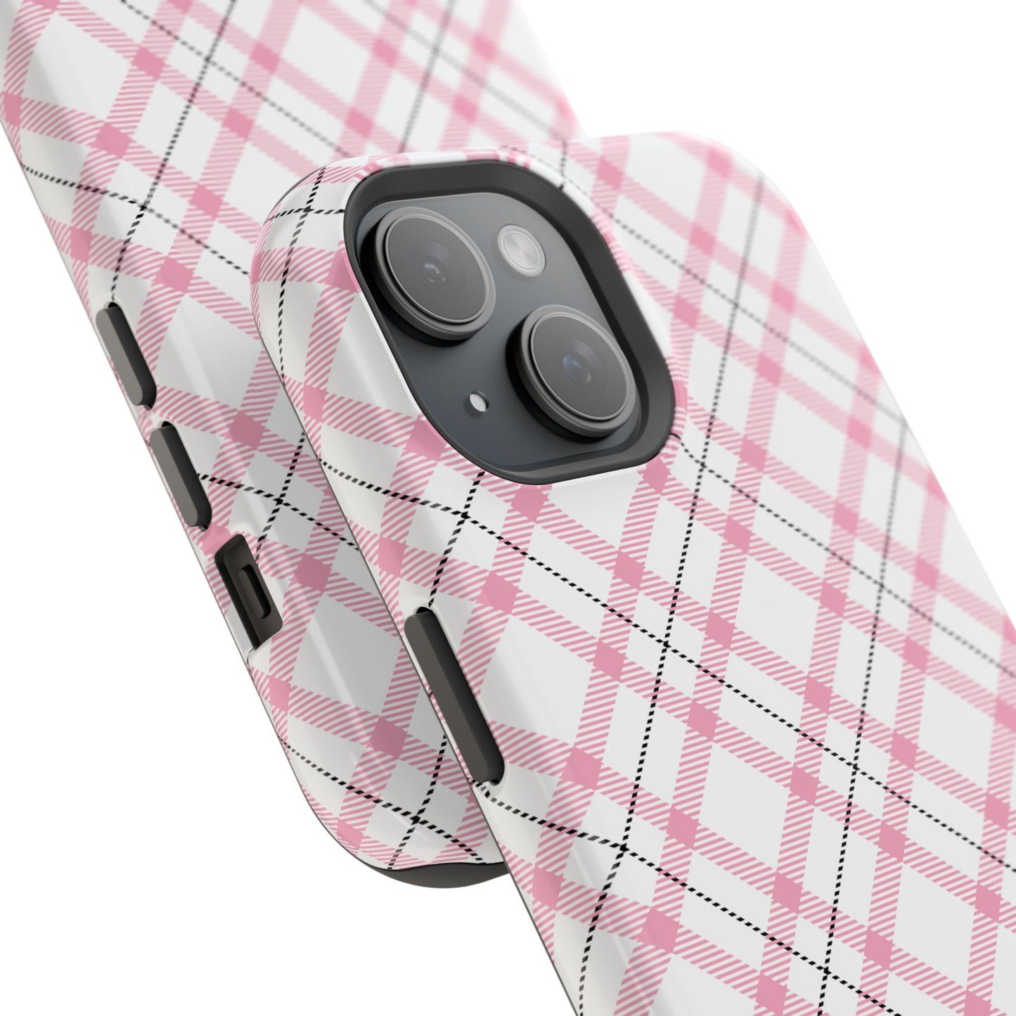 Impact-Resistant Phone Case - Pink Black Plaid