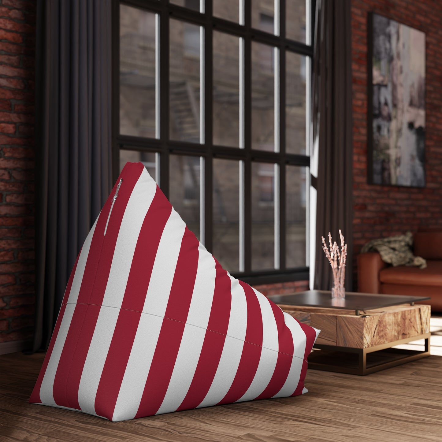 Nautical Stripe Red Bean Bag Chair Cover