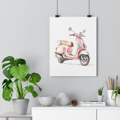 Giclée Art Print Watercolor Pink Paris Scooter