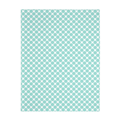 Velveteen Microfiber Two-sided Polished Polka Dots Aqua White