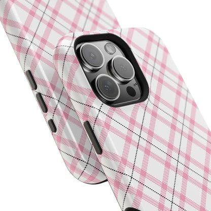 Impact-Resistant Phone Case - Pink Black Plaid