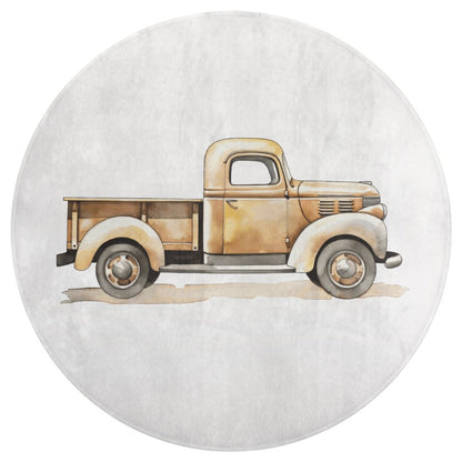 Round Bath Mat- Vintage Trucks