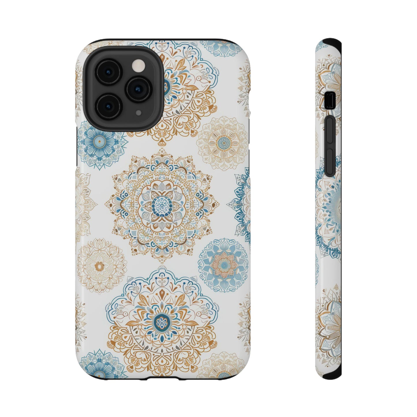 Impact-Resistant Cases, Blue Gold Boho Fun