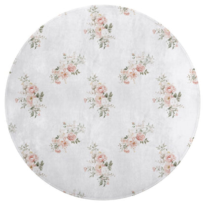 Round Plush Bath Mat- Elegant Coral Floral