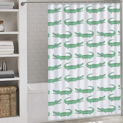 Lightweight Shower Curtain- Preppy Crocodiles