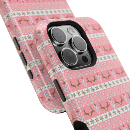 Pink Deer Antler Sweater Christmas Pattern Impact-Resistant Cases