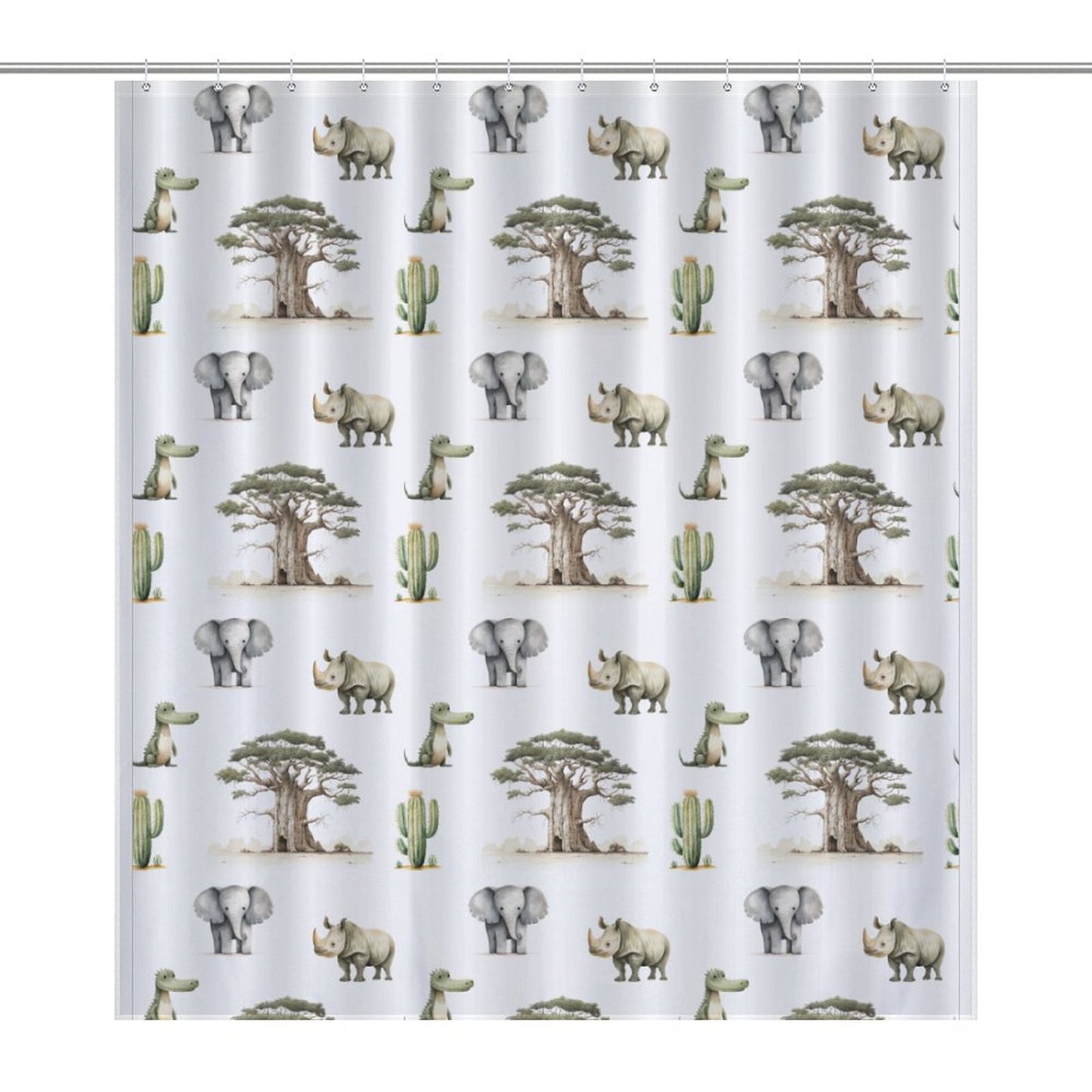 Lightweight Shower Curtain-Watercolor Safari