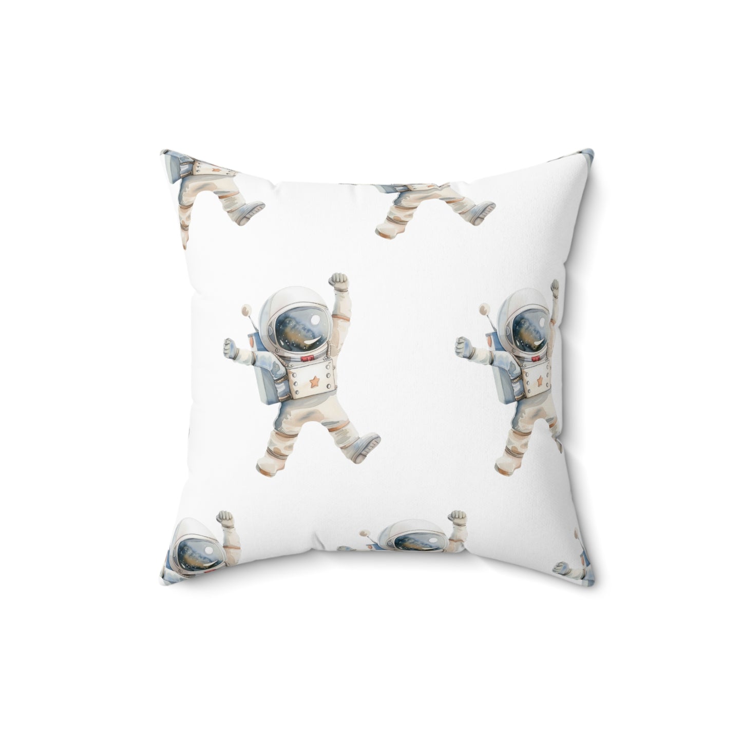 Spun Polyester Square Pillow with Removable Cover Watercolor Astronaut