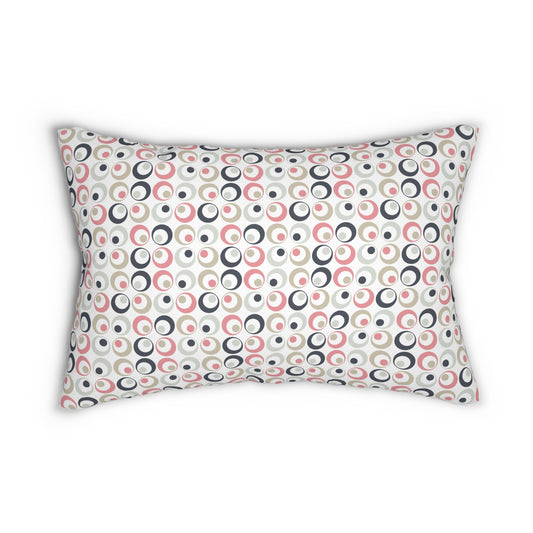 Spun Polyester Lumbar Pillow with Removable Cover Classic Geometric Shapes Multi