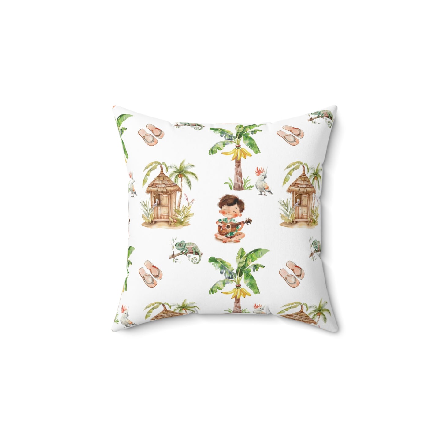 Spun Polyester Square Pillow Watercolor Aloha Print