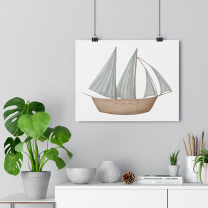 Giclée Art Print Watercolor Memories of Dreams Blue Sailboat