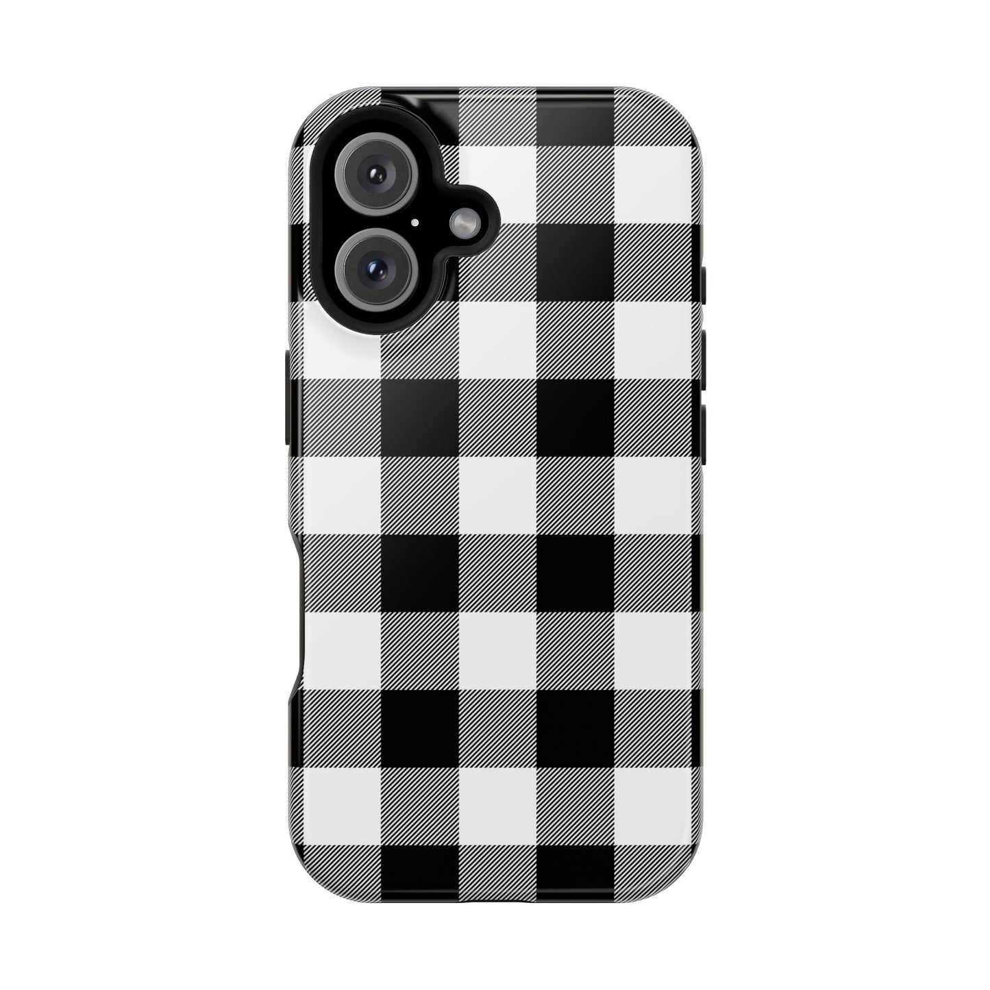 Impact-Resistant Phone Case Black White Buffalo Plaid