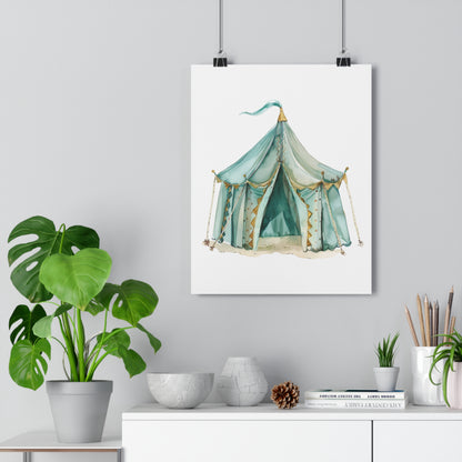 Giclée Art Print Watercolor Teal Princess Tent