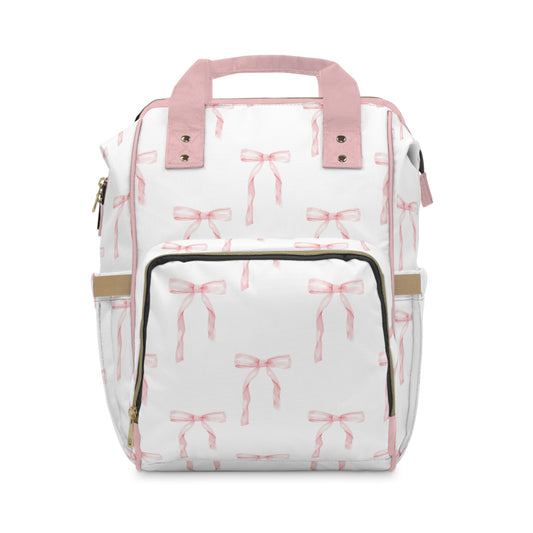 Watercolor Coquette Pink Bows Multifunctional Diaper Backpack