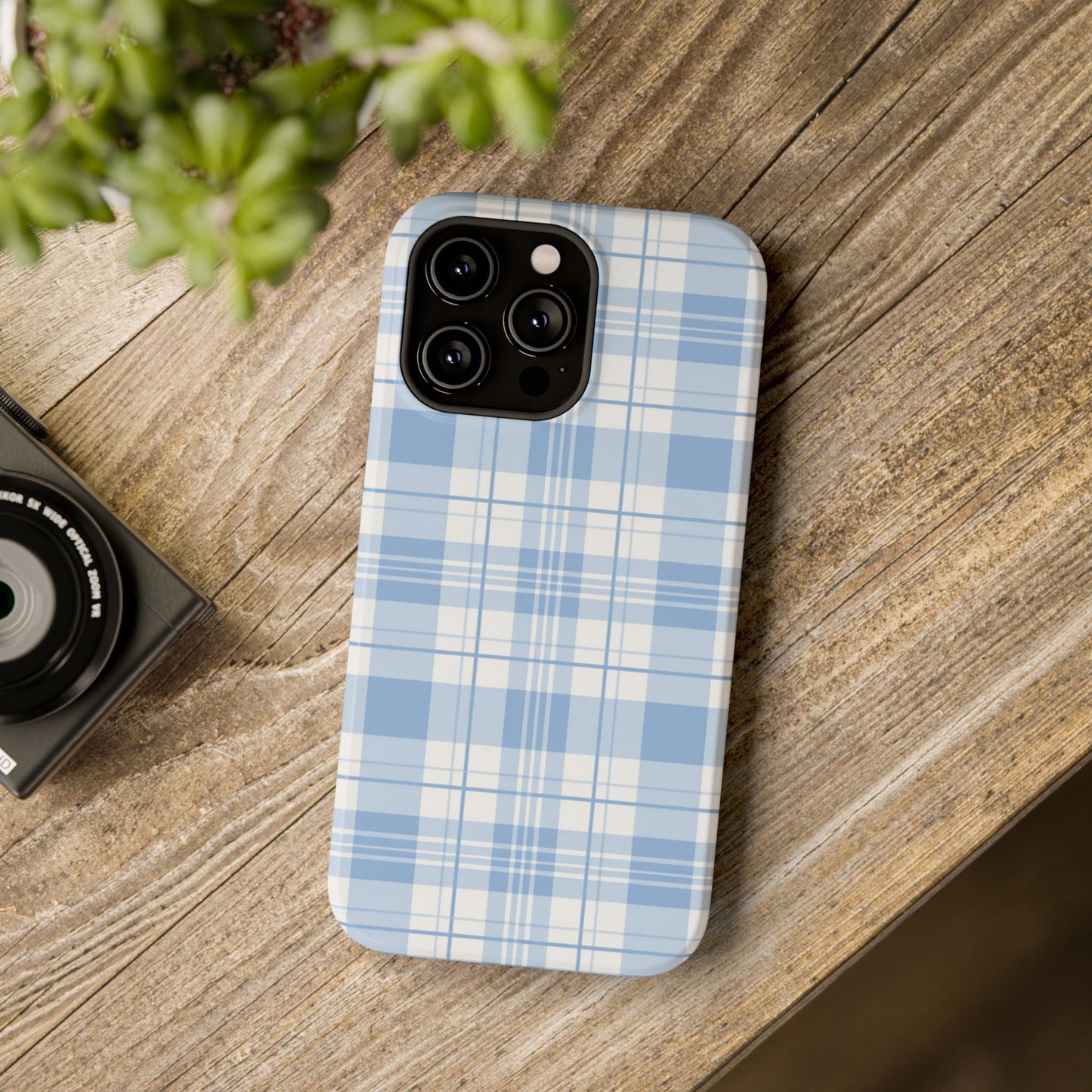 Impact-Resistant Phone Case - Easter Plaid Blue