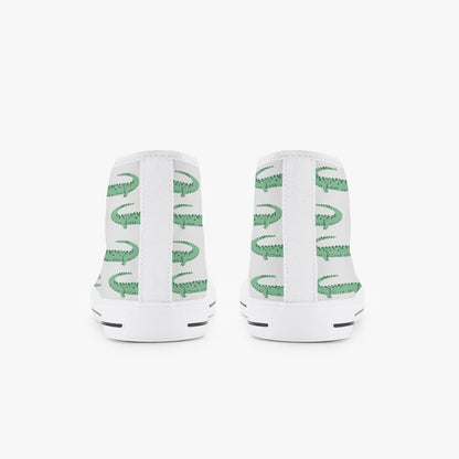 Boys Crocodile Green Kid’s High-Top Canvas Shoes