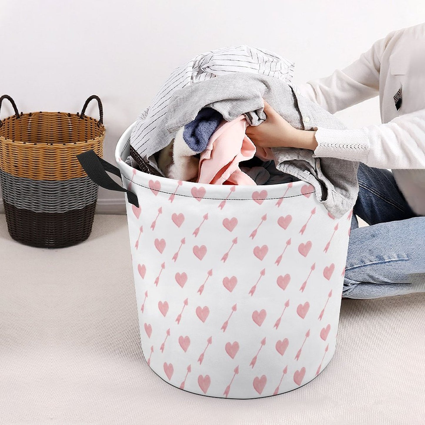 Collapsible Laundry Hamper- Valentine Arrow Hearts