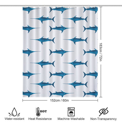 Lightweight Shower Curtain-Preppy Swordfish