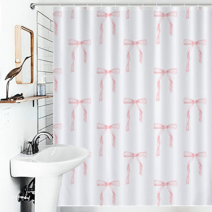 Lightweight Shower Curtain- Watercolor Coquette Pink Bows