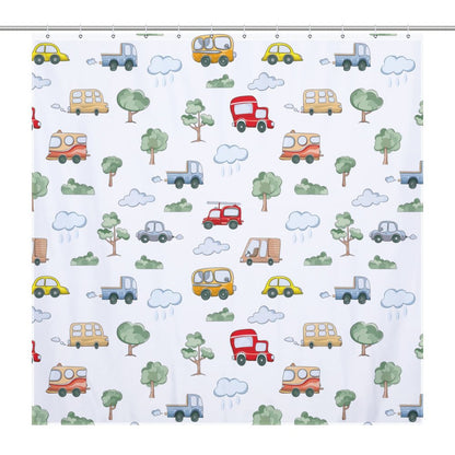 Lightweight Shower Curtain-Cute Cars