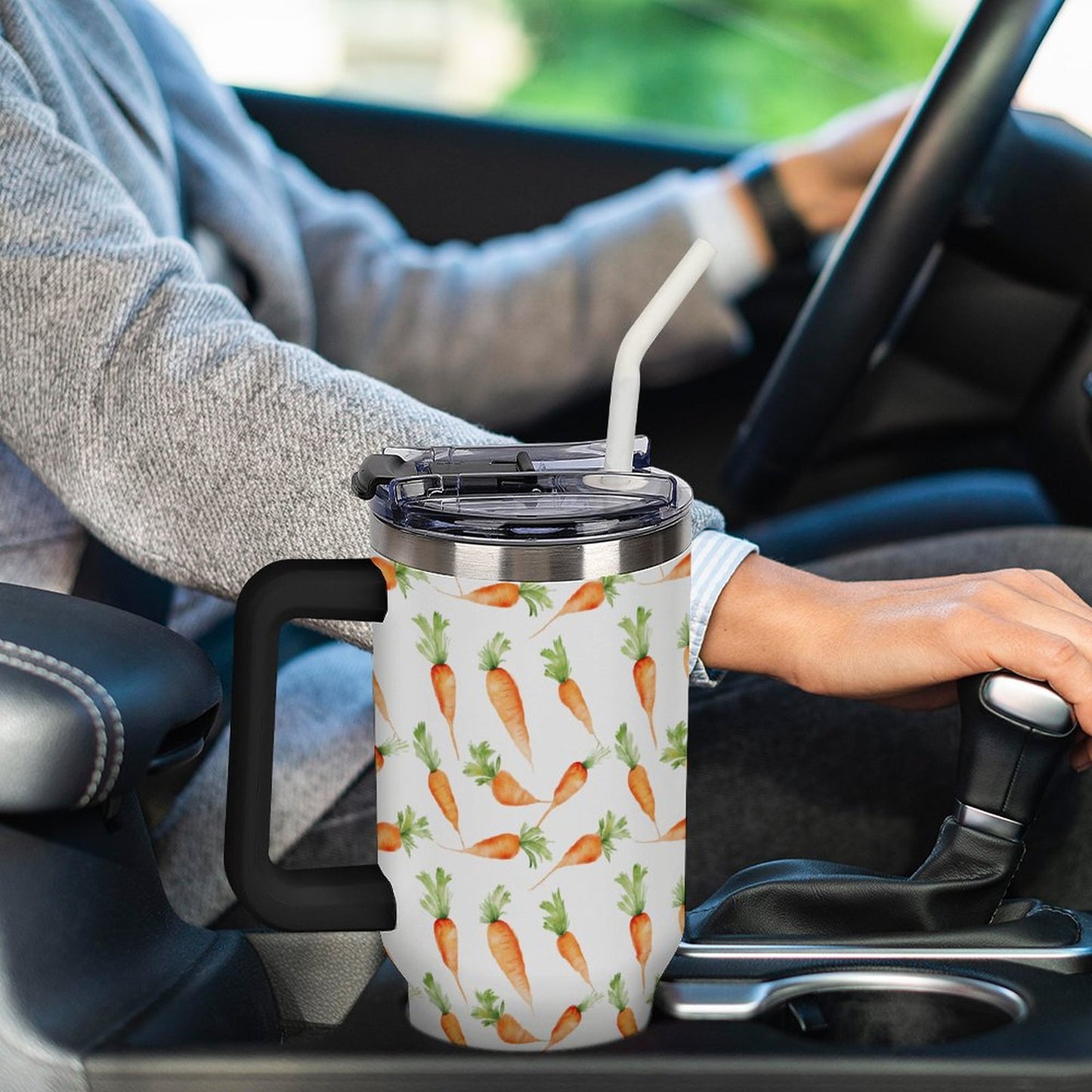 40oz Insulated Tumbler with Handle and Straw