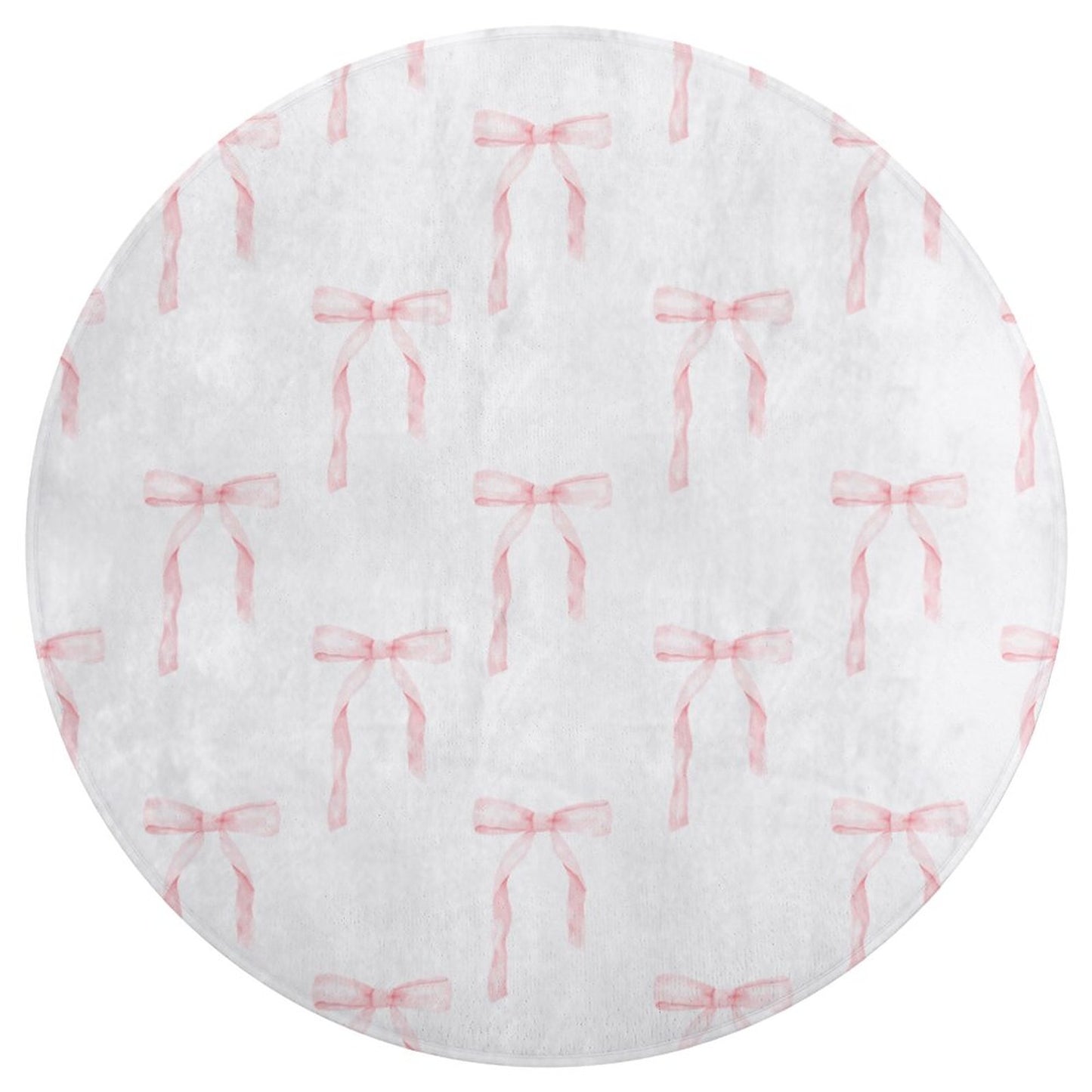 Round Bath Mat- Watercolor Coquette Pink Bows