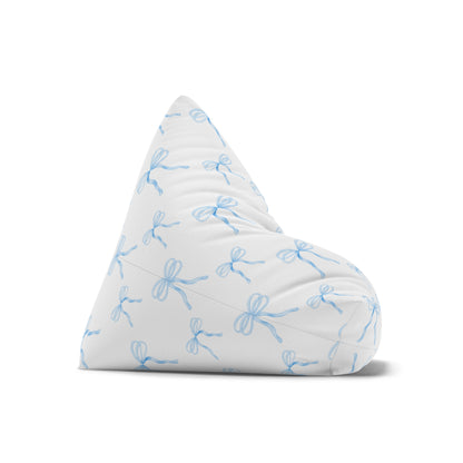 Watercolor Coquette Blue Bows Bean Bag Chair Cover