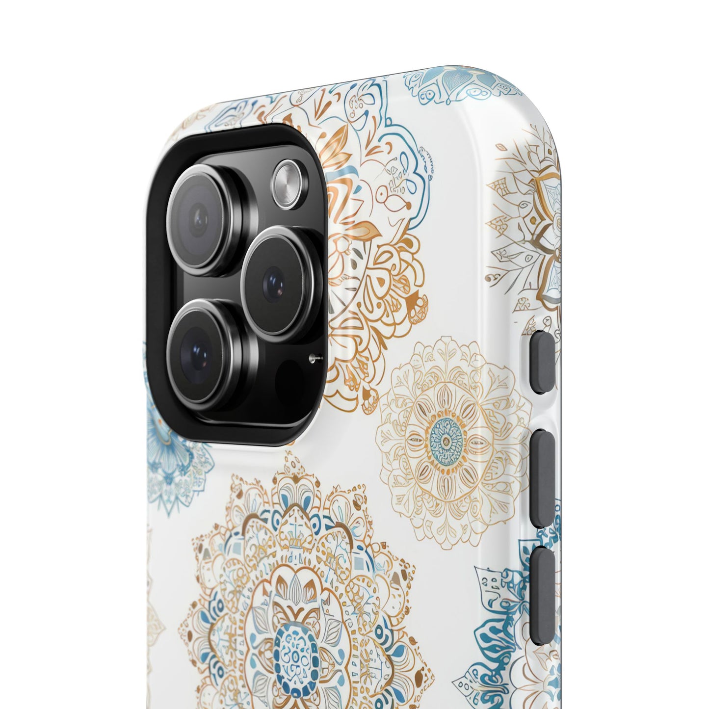 Impact-Resistant Cases, Blue Gold Boho Fun