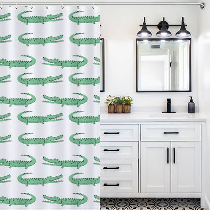 Lightweight Shower Curtain- Preppy Crocodiles