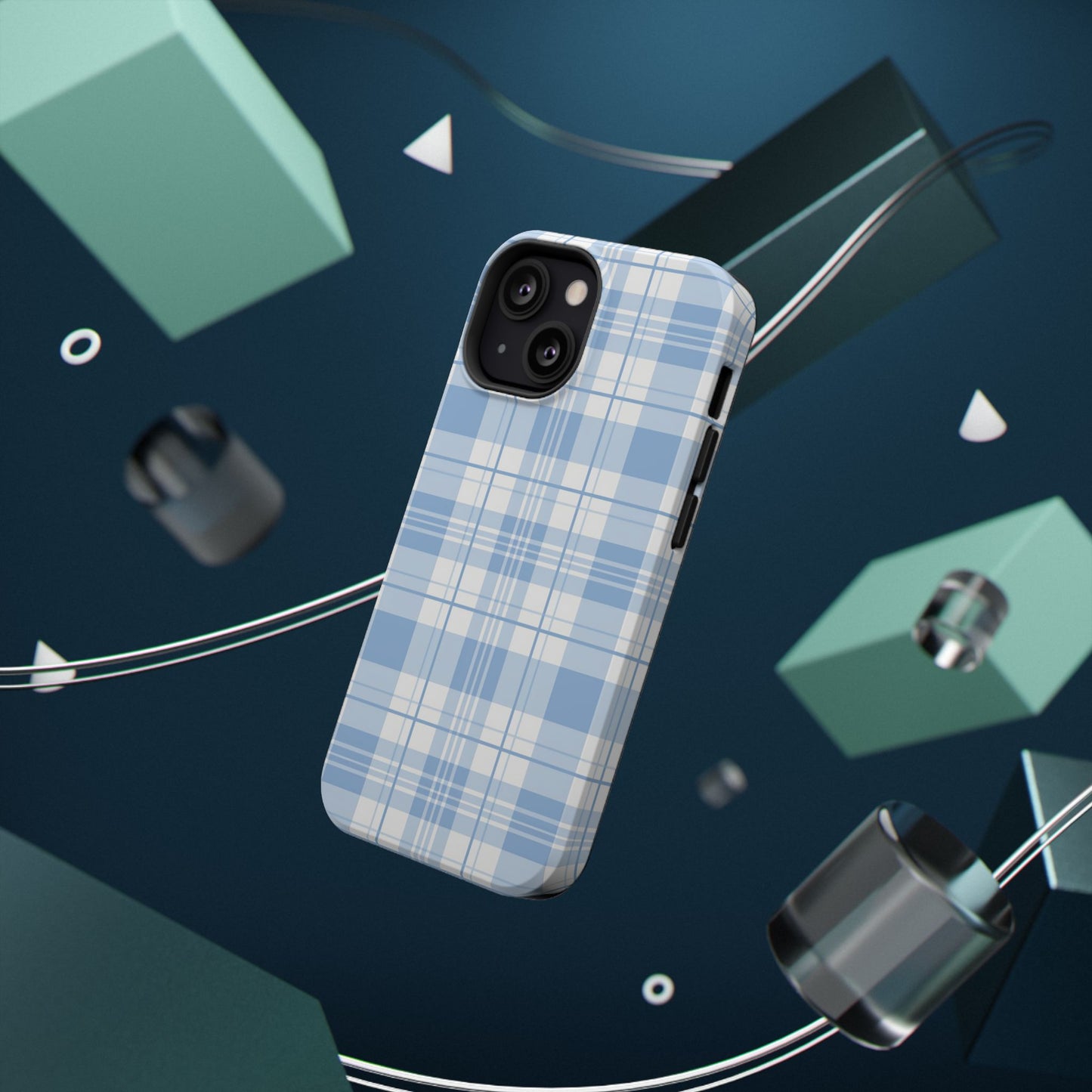 Impact-Resistant Phone Case - Easter Plaid Blue