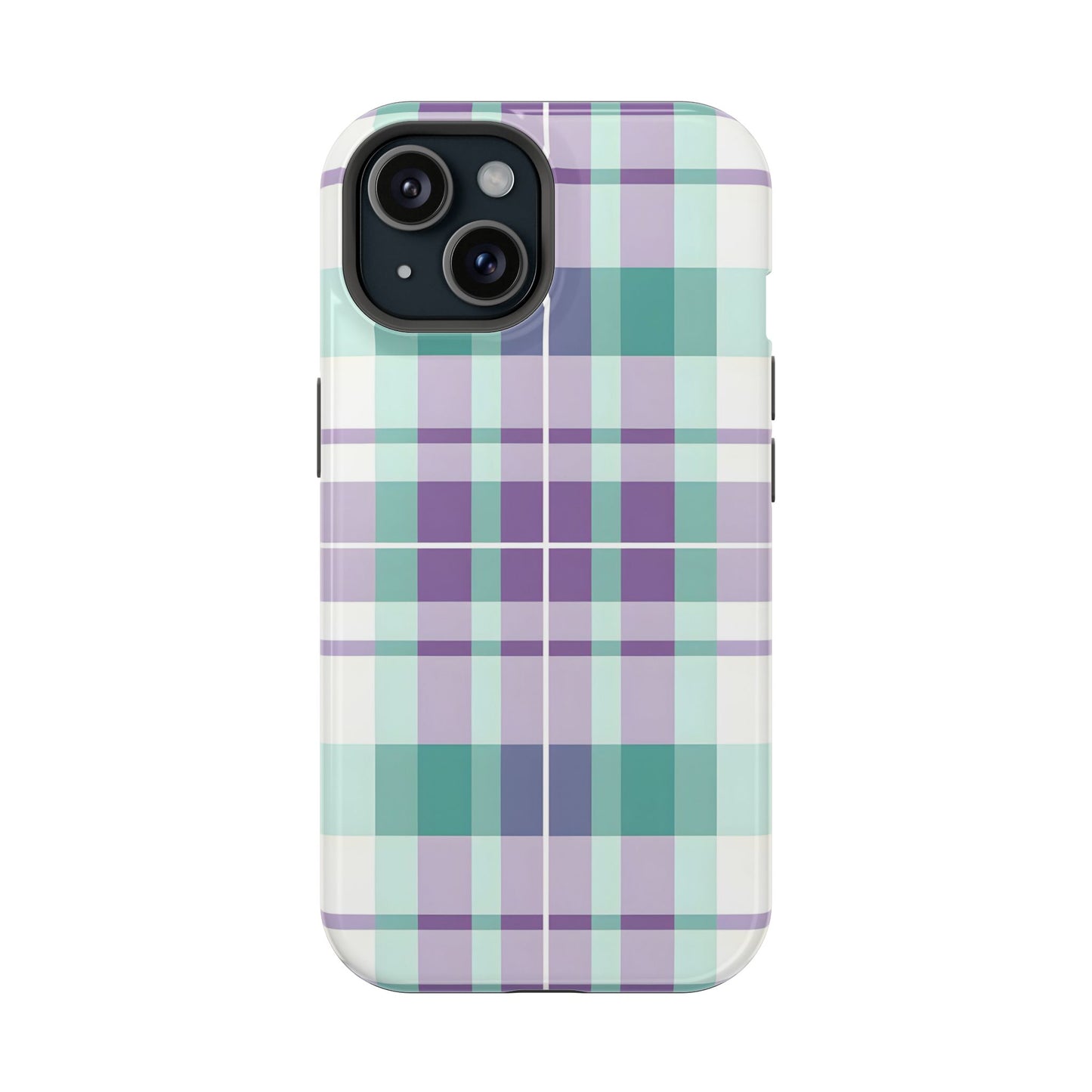 Impact-Resistant Phone Case - Spring Plaid Purple