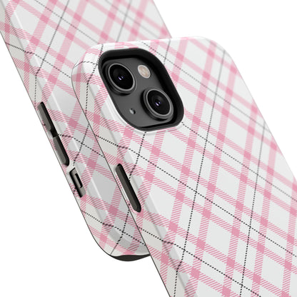 Impact-Resistant Phone Case - Pink Black Plaid