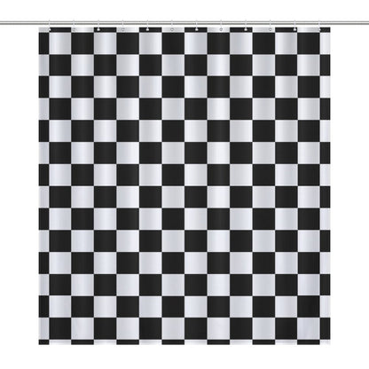 Lightweight Shower Curtain- Black and White Checkerboard