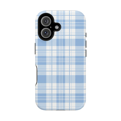 Impact-Resistant Phone Case - Easter Plaid Blue