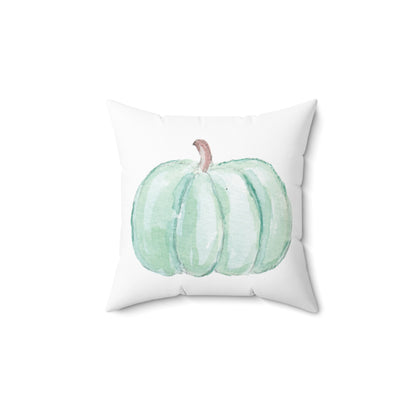 Spun Polyester Square Pillow with Removable Cover Watercolor Pumpkin Love Teal